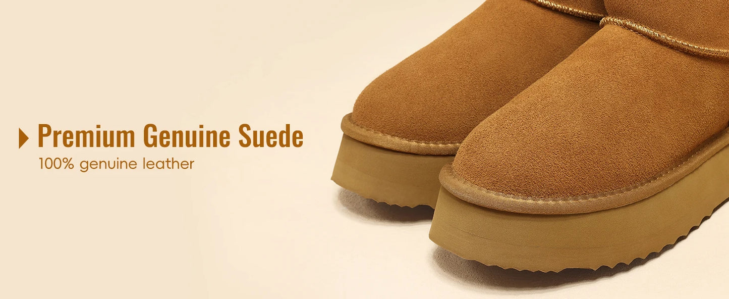 Women’s Warm Mini Mid-Calf Snow Boots – Thick-Bottomed, Fur-Lined Suede, Ultra-Comfortable Winter Shoes
