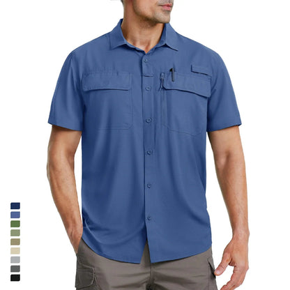 MIAMI TAC - Camicia da uomo ad asciugatura rapida - UPF 50+ & Rete traspirante - Escursionismo, pesca, campeggio, lavoro o casual