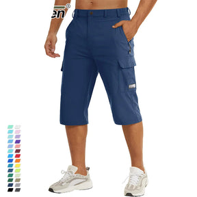 MIAMI TAC -Summer Quick Dry 3/4 Capri Pants Men's Casual Multi-Pockets Lightweight
