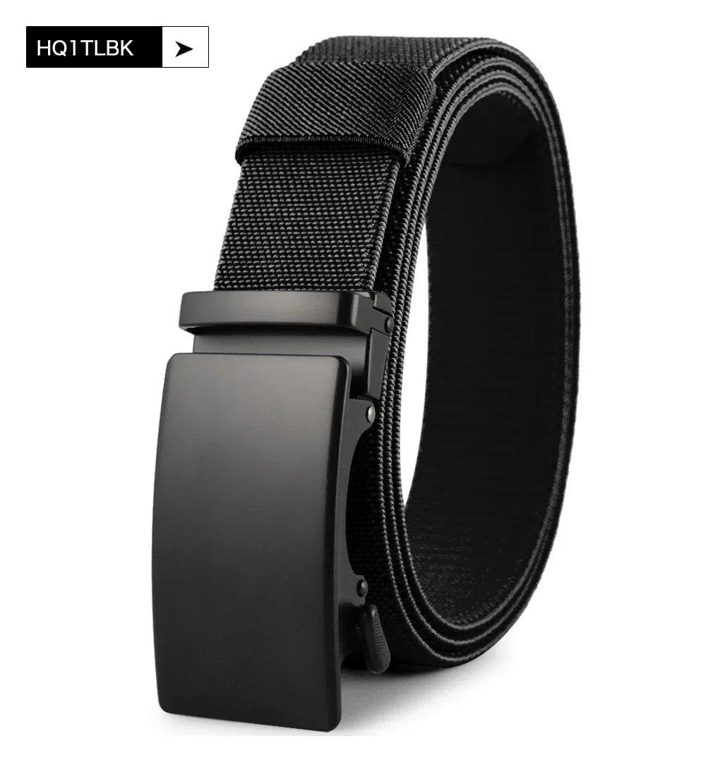 Sports Elastic Tactical Belt – Automatic Metal Buckle, Stretch Nylon Military Unisex Belt (115–150CM)