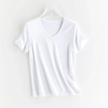 T-shirt en soie et en coton mercerisé - Expérience de douceur soyeuse et de style sophistiqué - disponible en V et cou rond