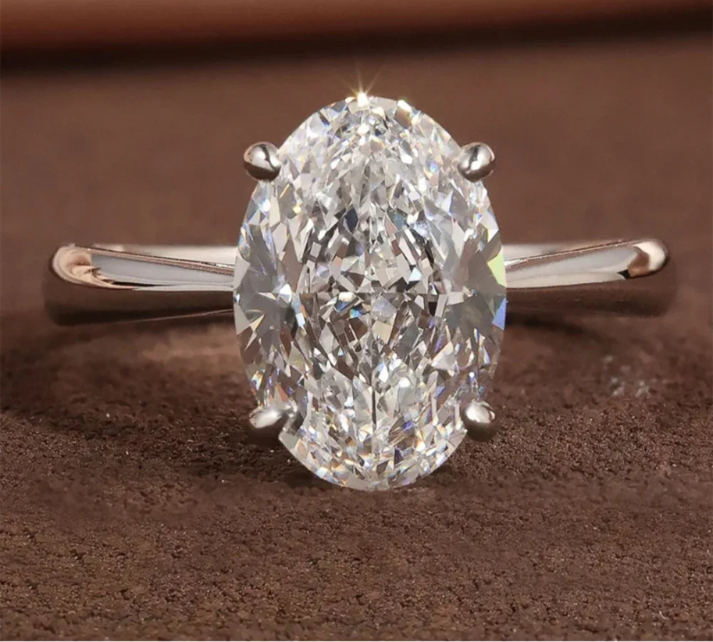 Anéis de moissanite com corte oval 1-4ct, para mulheres, diamante brilhante, prata esterlina 925, noivado, casamento, joias com certificado