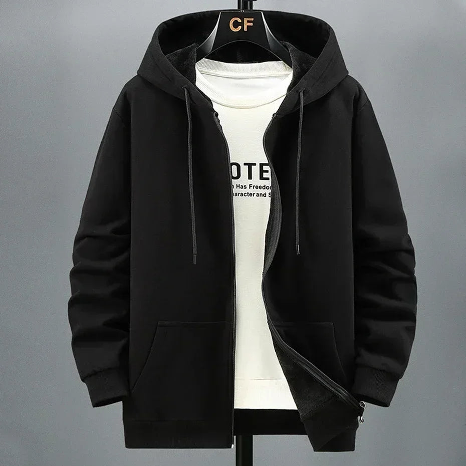 M–12XL - Felpa con cappuccio da uomo di grandi dimensioni - Zip, foderata in pile, cotone, vestibilità casual