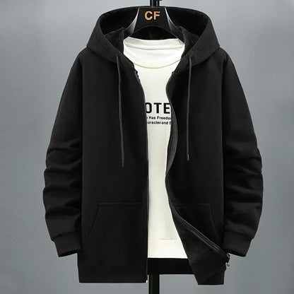 M–12XL - Felpa con cappuccio da uomo di grandi dimensioni - Zip, foderata in pile, cotone, vestibilità casual