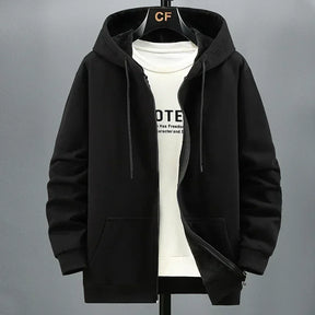 M - 12xl - Sweat à capuche de grande taille pour hommes - zip-up, doublé de polaire, coton, ajustement décontracté
