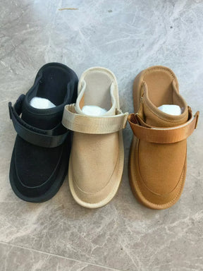 Women's Suede Gold Clog Platform Back Strap Clogs – Large Size, Casual Autumn Design