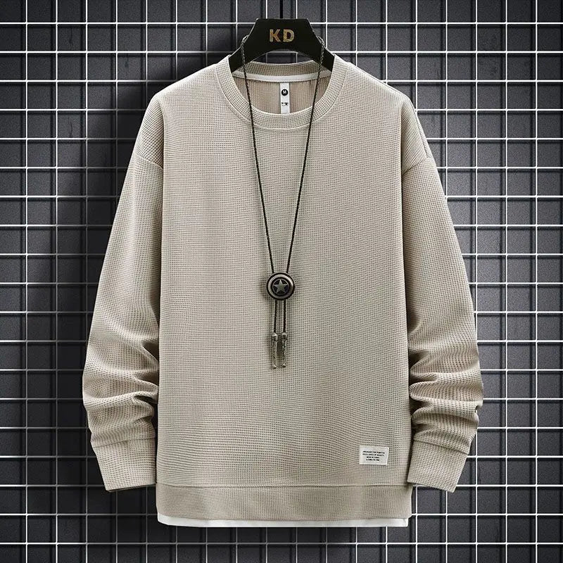 Conjunto Waffle Lounge Masculino – Moletom Casual de 2 Peças & Calças