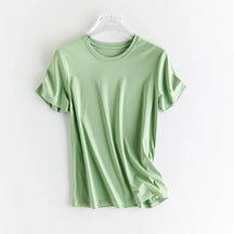 T-shirt en soie et en coton mercerisé - Expérience de douceur soyeuse et de style sophistiqué - disponible en V et cou rond