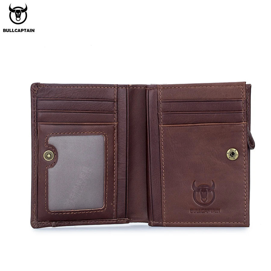 BULLCAPTAIN™ RFID Men’s Genuine Leather Wallet – Anti-Theft & Anti-Pickpocket -Zipper Coin &Card Holder