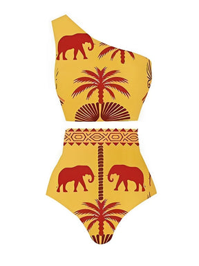 Bikini a vita alta una spalla - costumi da bagno imbottiti