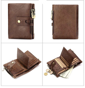 Design de Miami - Humer ™ Retro Wallet Unisex RFID - Anti -theft - anti -pickpocket -genuine cuero de cuero con cremallera soporte de monedas de monedas de monedas de monedas
