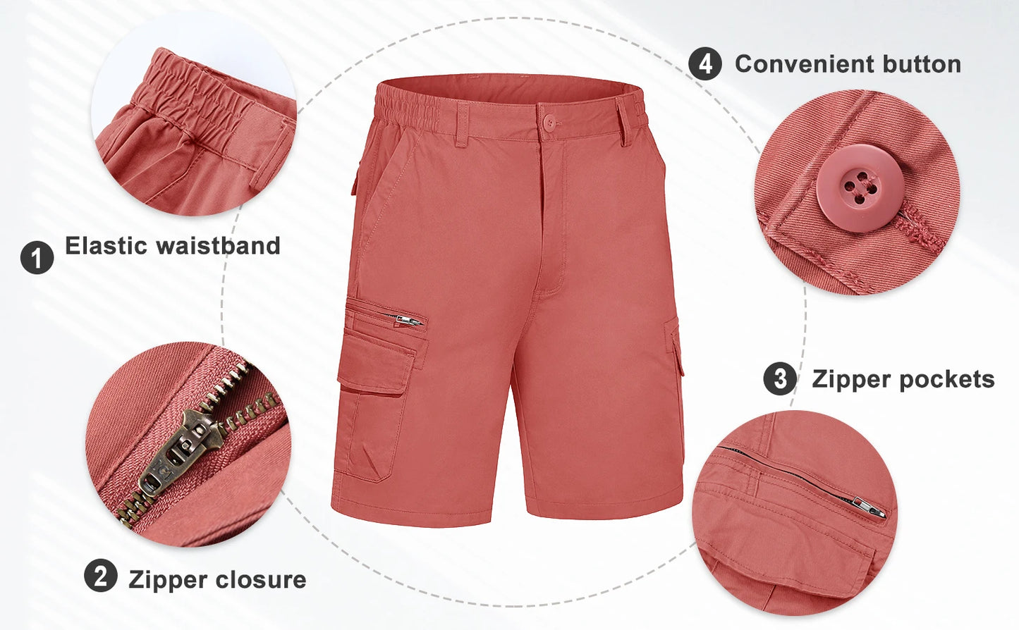 MIAMI DESIGN – TAC Cargo Shorts 97 % bomuld Herre Loose Fit Multi-lommer Retro Outdoor
