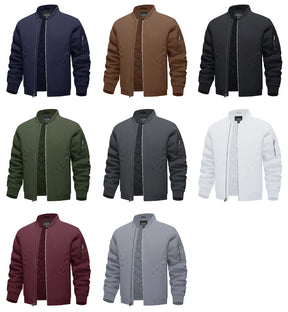 MIAMI TAC - Full Zip Quilted Bomber Jackets Mens Winter Padded Casual Jacket Outdoor Water Resistant Antifouling Coat Outwear Tops