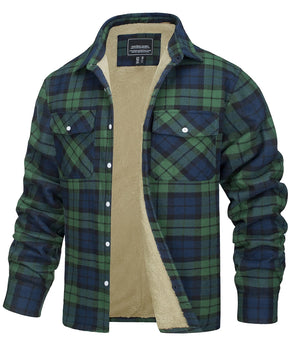 MIAMI TAC - Men’s Fleece Lined Flannel Jacket – Plaid Cotton Winter Coat