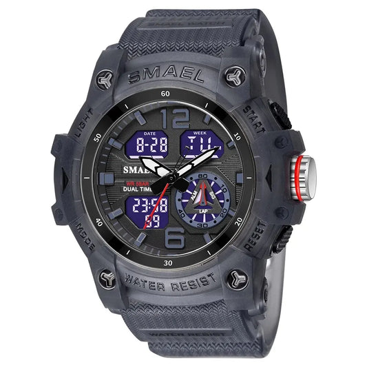 MIAMI Men's Sports Watch – Waterproof, Alarm, Stopwatch, LED Backlight & Dual Time Display