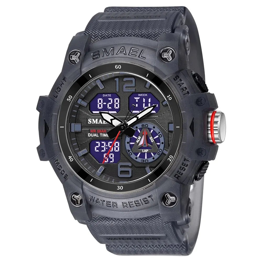 MIAMI Men's Sports Watch – Waterproof, Alarm, Stopwatch, LED Backlight & Dual Time Display