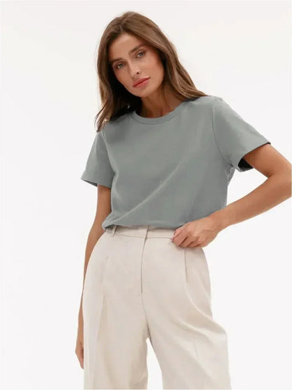 Dames T-shirt 100% katoen Basis Modieuze tops Overhemden 230g/㎡