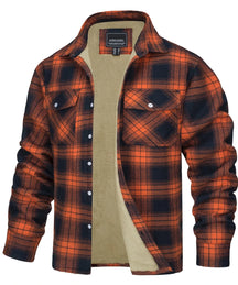MIAMI TAC - Men’s Fleece Lined Flannel Jacket – Plaid Cotton Winter Coat