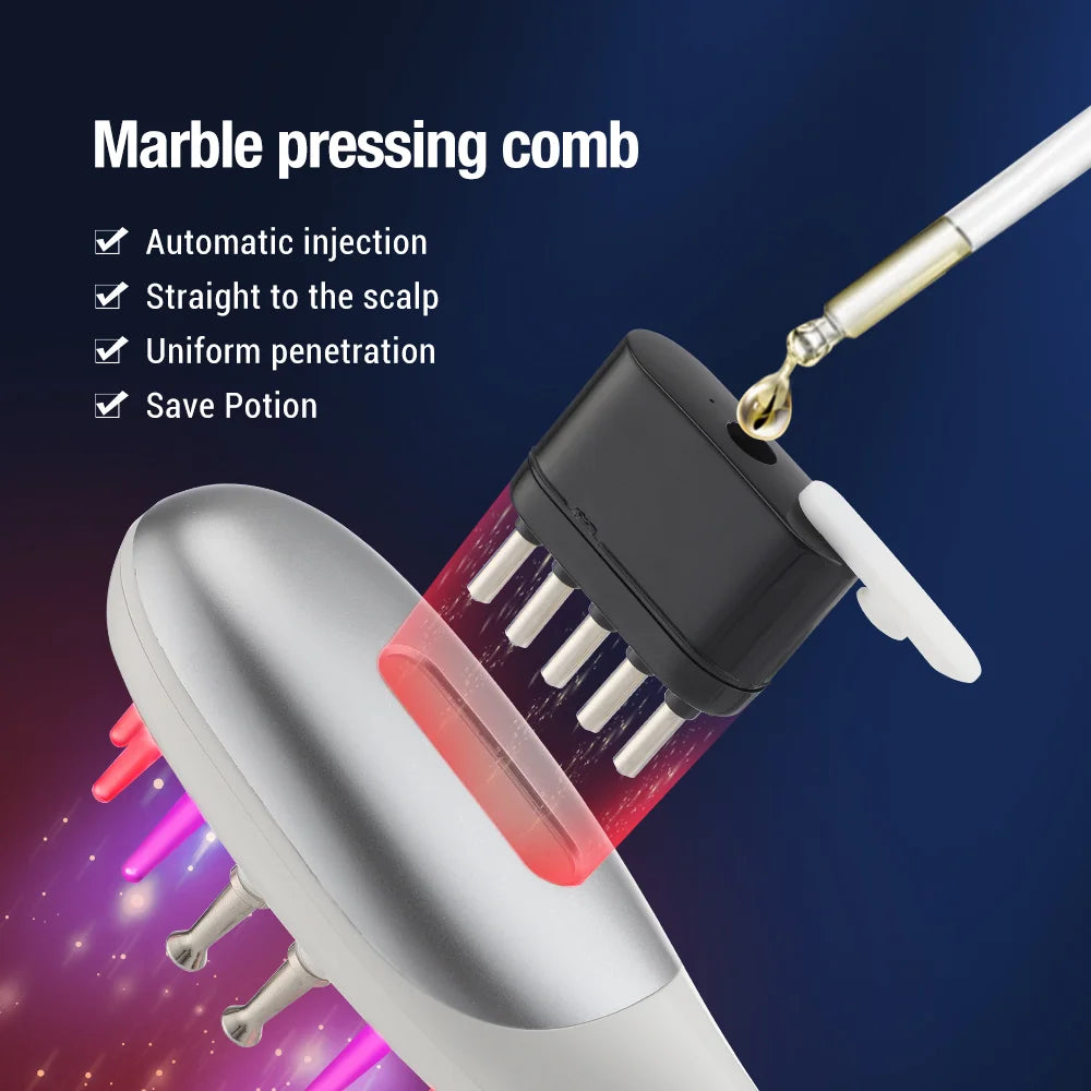 Pente massageador elétrico para couro cabeludo, ems, luz led, massageador de cabeça com aplicador de óleo de cabelo para couro cabeludo, relaxamento, crescimento do cabelo, adequado para todos os penteados