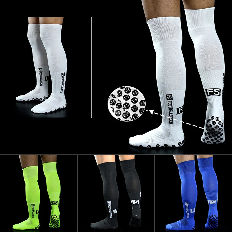New Long FS Football Socks Men Women Sports Round Silicone Non-Slip Grip Football Socks