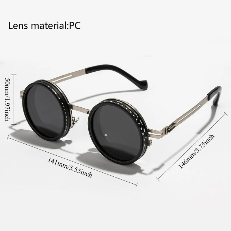 Sunglasses - Manual Dimming Sunglasses Vintage Steampunk Round Rotatable Adjustment Glasses Mountaineering Fishing Polarized Lenses