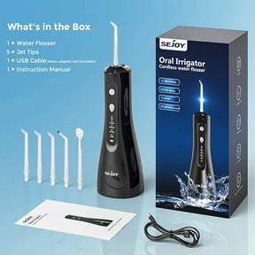 Water Flosser Cordless Oral Irrigator for Teeth Cleaning Denture Brushes for Home Travel 5 Dental Tips IPX7 Portable