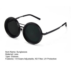 Sunglasses - Manual Dimming Sunglasses Vintage Steampunk Round Rotatable Adjustment Glasses Mountaineering Fishing Polarized Lenses