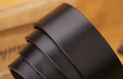 Læder unisex bælte – Fashion Alloy Buckle Luxury