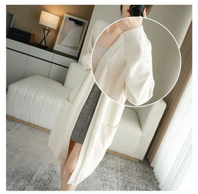 Elegant Women's Long Cashmere Cardigan - Stile accogliente per l'autunno e l'inverno