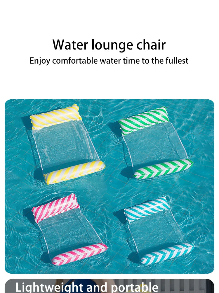 Chaise de salon gonflable à rayures pliables, adaptée aux fêtes de piscine et lits flottants de loisirs de plage avec dossier net