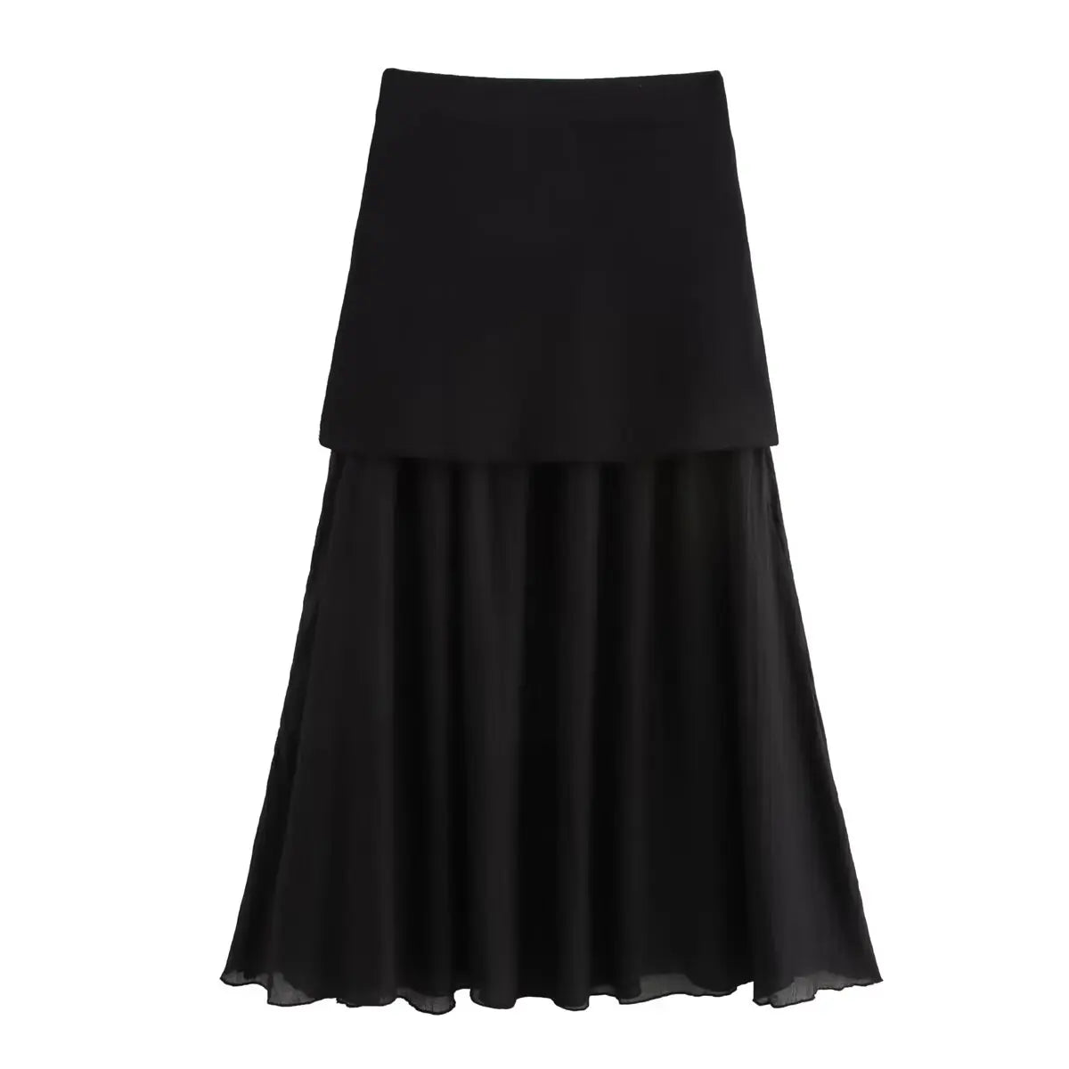 Women’s Knitted Skirt Set – V-neck Sleeveless Slim Vest & Patchwork Loose Skirt | Casual & High Street Fashion