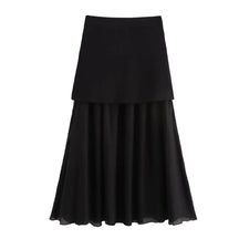 Women’s Knitted Skirt Set – V-neck Sleeveless Slim Vest & Patchwork Loose Skirt | Casual & High Street Fashion