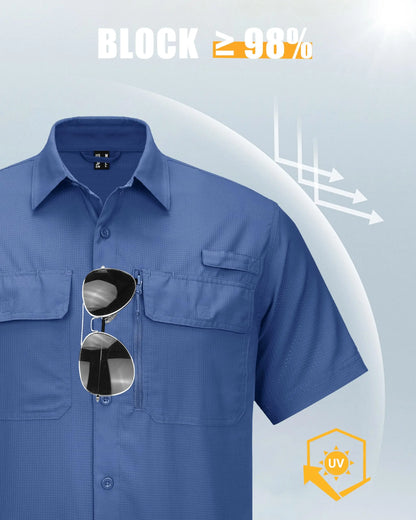 MIAMI TAC - Camicia da uomo ad asciugatura rapida - UPF 50+ & Rete traspirante - Escursionismo, pesca, campeggio, lavoro o casual