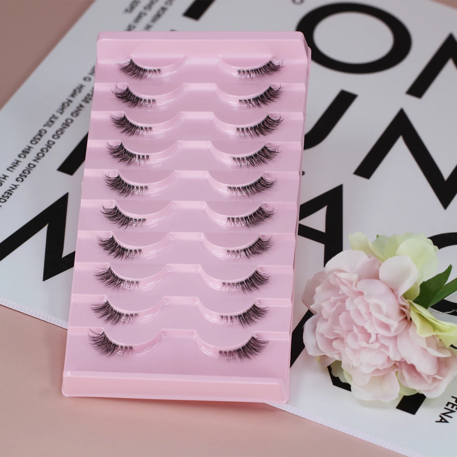Half Eyelashes – 10 Pairs Natural Wispy Cat Eye Lashes, 10mm Thick & Lightweight Short False Lashes