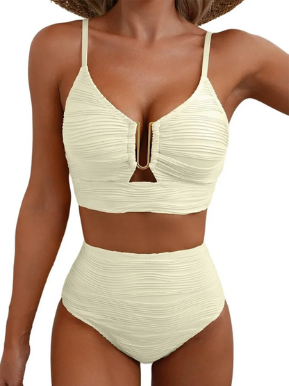 U-wire Bikinis Kvinnor Hög midja Badkläder Solid Baddräkt Dam Strandkläder Sommarbadare Badning Simning Baddräkt XXL