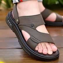 Echte lederen wandelsandalen voor heren - platformtochtenlippers