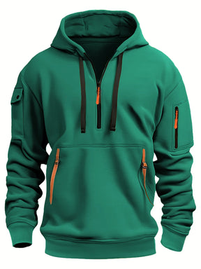 Caperos de moda casual para hombres-sudadera de pulverización de medio zip para primavera y otoño | Chaqueta de estilo de fitness y calles