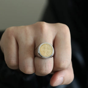 St. Benedict Cross Titanium Steel Ring – Christian Religious Jewelry Unisex