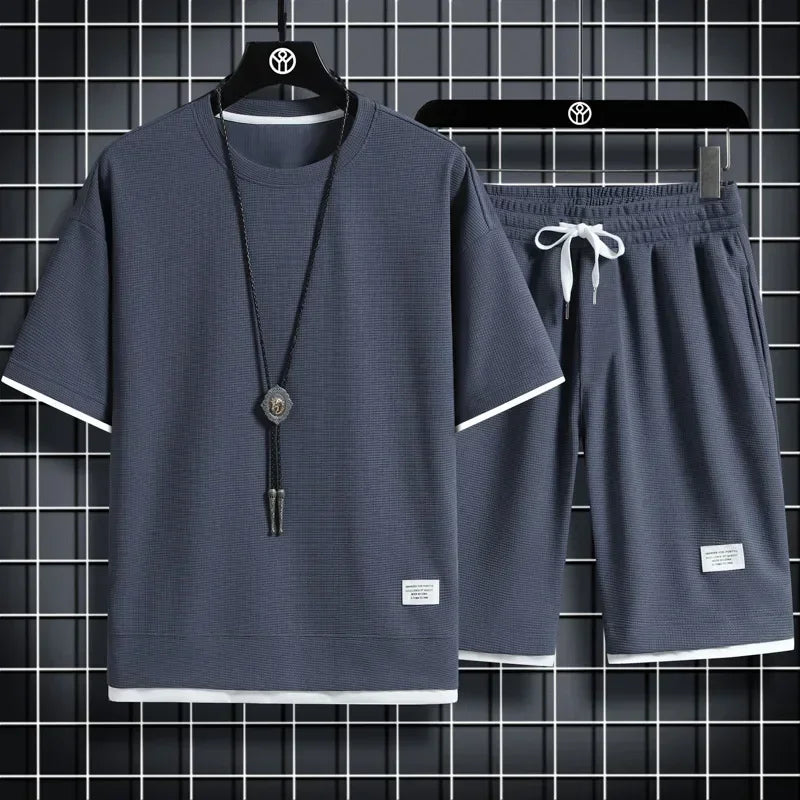 Summer Herren Sports Set Casual T-Shirt und Shorts Set männlicher Sportanzug Solid Color Tracksuit Lose Anzüge Größe 3xl