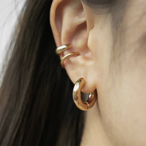 Women's Stainless Steel Hoop Earrings – Smooth, Chunky Round Huggie Jewelry - 20mm
