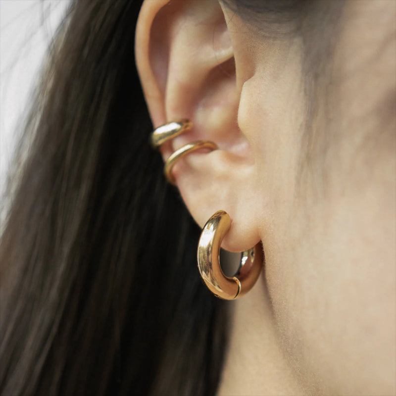 Women's Stainless Steel Hoop Earrings – Smooth, Chunky Round Huggie Jewelry - 20mm