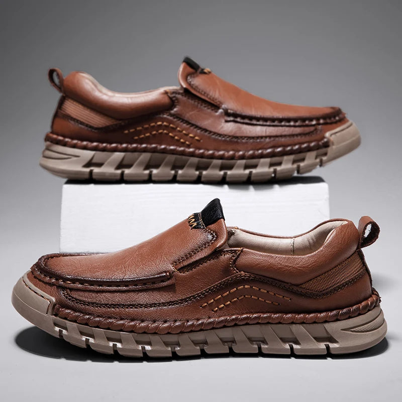 Mænds håndlavede loafers i ægte læder – ultrakomfortable fritidssko