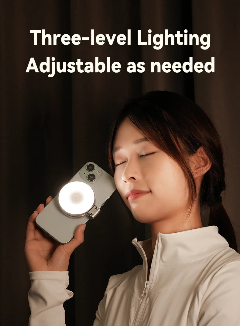 Telesin smartphone magnetische vullamp Mini selfie licht 3 modi verstelbare helderheid voor iPhone Xiaomi Huawei Samsung telefoon