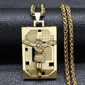 Médaille catholique Vierge Marie Notre-Dame de Guadalupe Collier pendentif Unisexe Gold Color Inoxydless Steel