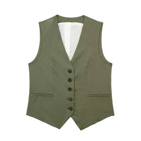 Women’s Linen Vest Shorts Set – V Neck Chic Summer Casual  Office Outfit