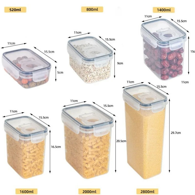 Contenitori di stoccaggio degli alimenti ermetici con organizzatore di coperchio Organizzatore di cereali Contenitori di cereali Contenitori di stoccaggio alimentare Organizzatore da cucina
