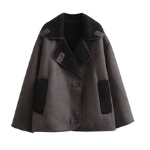 Kvinder Tykt Varmt Outwear Kunstlæder Jakker Efterår Vinter Vintage Langærmede Lapel Frakker Mode Dame Streetwear Top