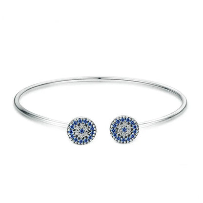 Armbånd - 100% 925 Sterling Sølv Blå Zircon Lucky Eyes Armbånd til Damer Åben manchet Armring Klassiske Luksus smykker