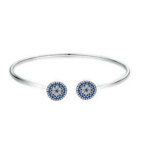Bracciale - 100% 925 Sterling Silver Blue Zircon Lucky Eyes Bracciale per donne Brattaggiatura aperta Brattaforma di gioielli di lusso classici