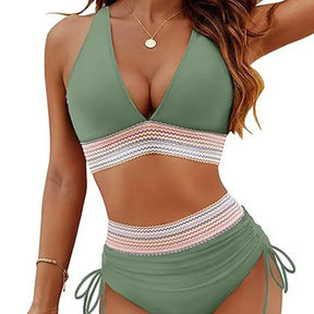 Colora solido Colorale Bikini Set di moda High Waist High Patchwork Swimwear Women Swimsuit Women Women